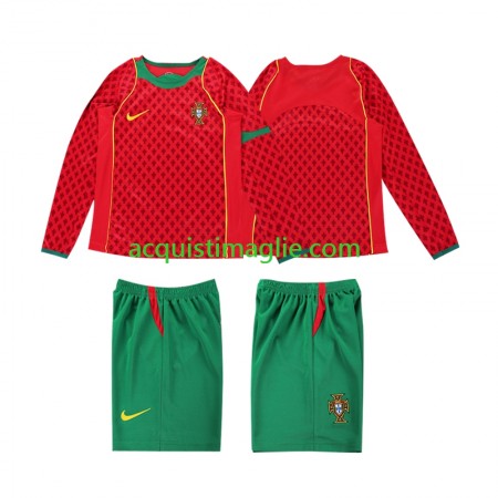 Divisa di Calcio Portogallo 2004 Retro Bambino Prima Manica Lunga